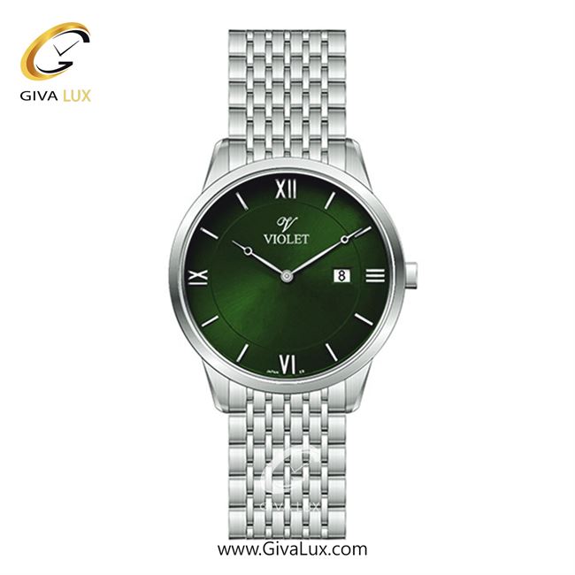 ساعت مچی اورجینال مردانه ویولت VIOLET نقره ای | نقره ای| سبز یشمی تیره| کد رفرنس 0579